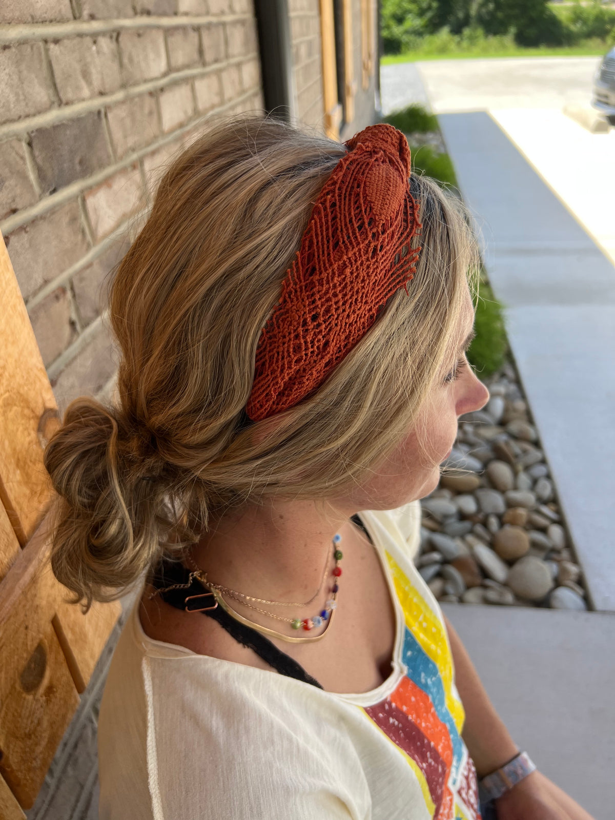 6270- Rust Burlap Style Knot Headband