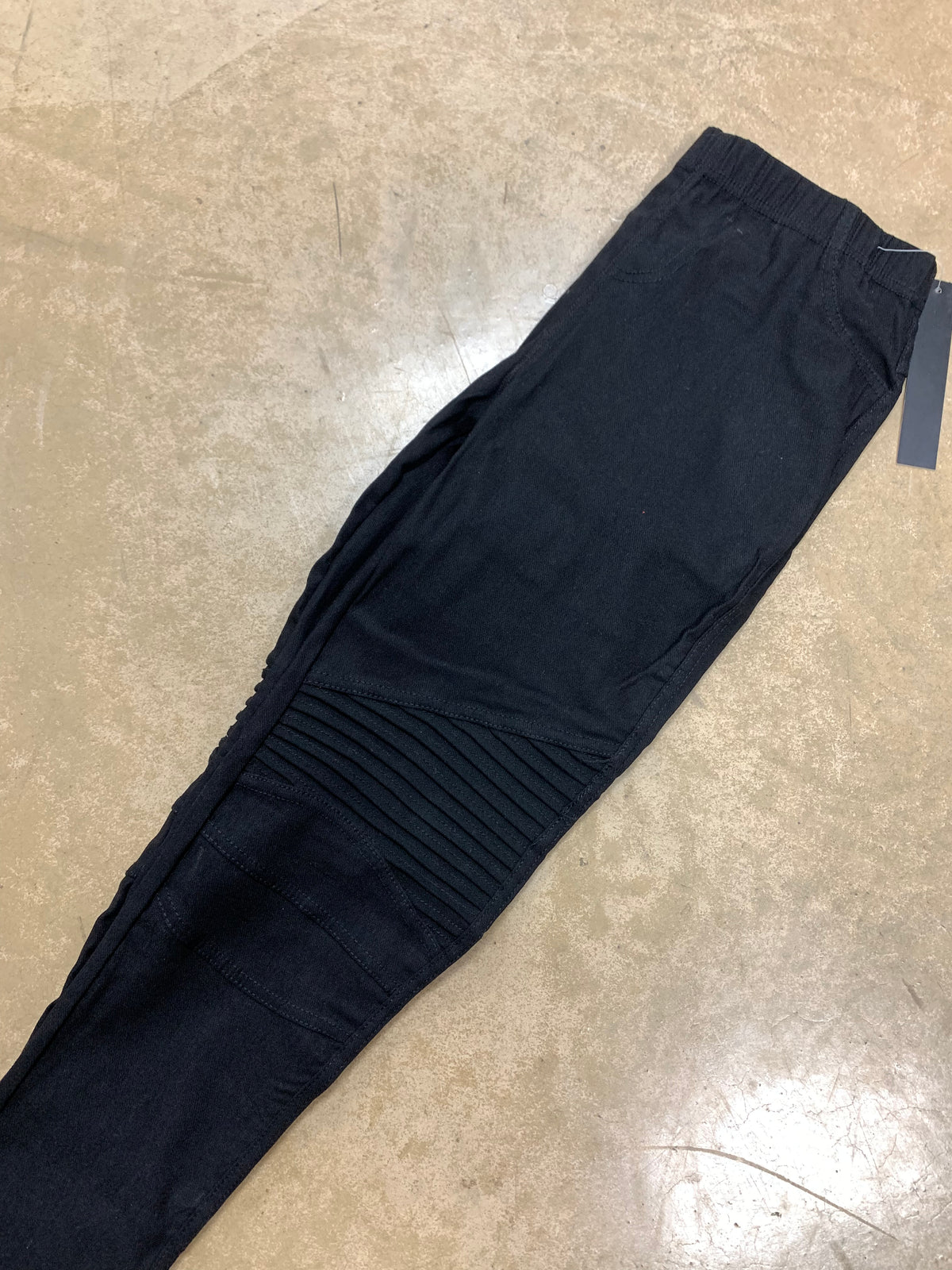 1607- Black Denim Feel Moto Jeggings