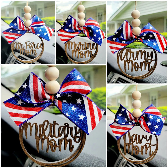 1691- Mom Military Themed Car Mirror Charm [[PICK DESIGN]