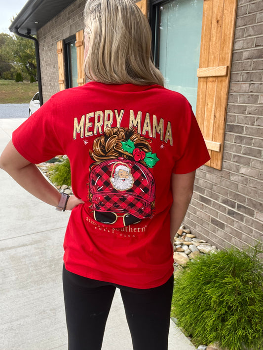 6927- Merry Mama/Mini Short Sleeve Simply Southern T-Shirt