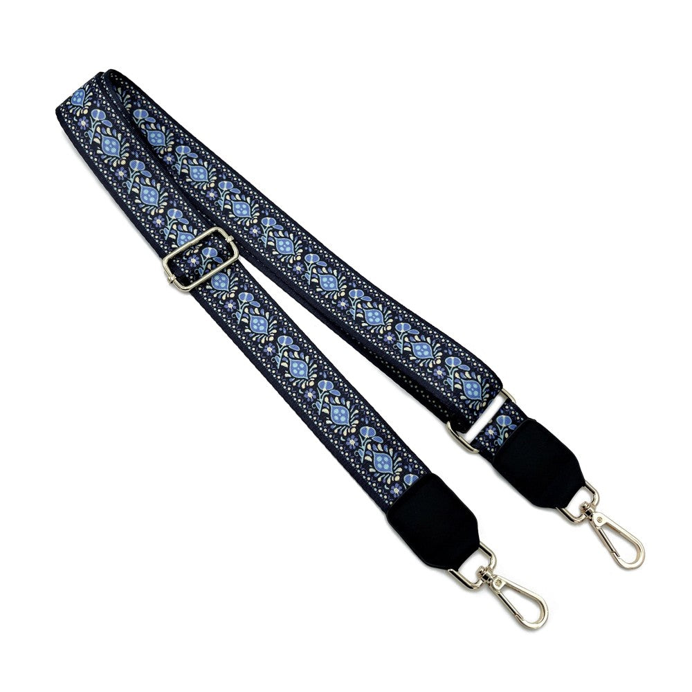 1069- Blue Floral Print Guitar Strap