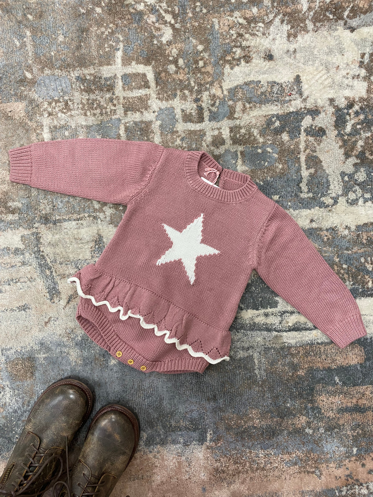 271- Mauve Star Sweater Onesie