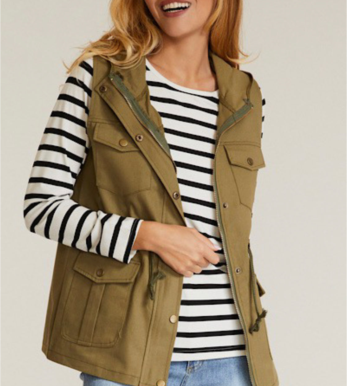 1448- Olive Cargo Vest