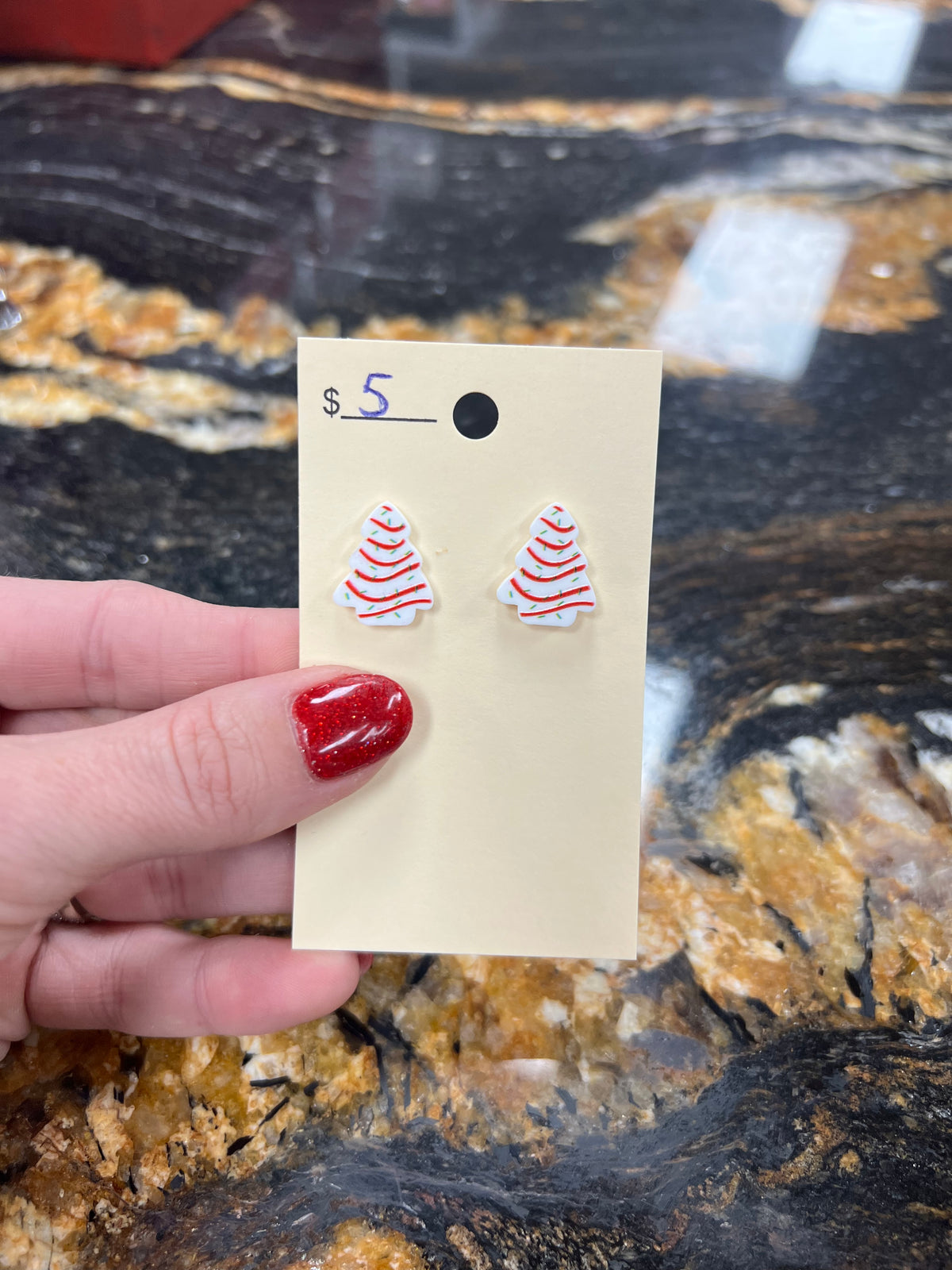 7241- Christmas Tree Cake Stud Earrings