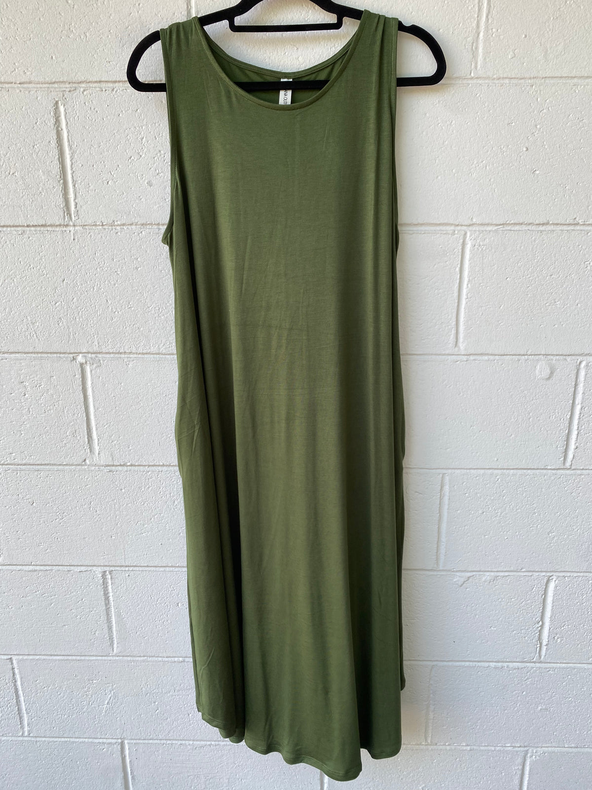 1423- Dark Green Tank Midi Dress