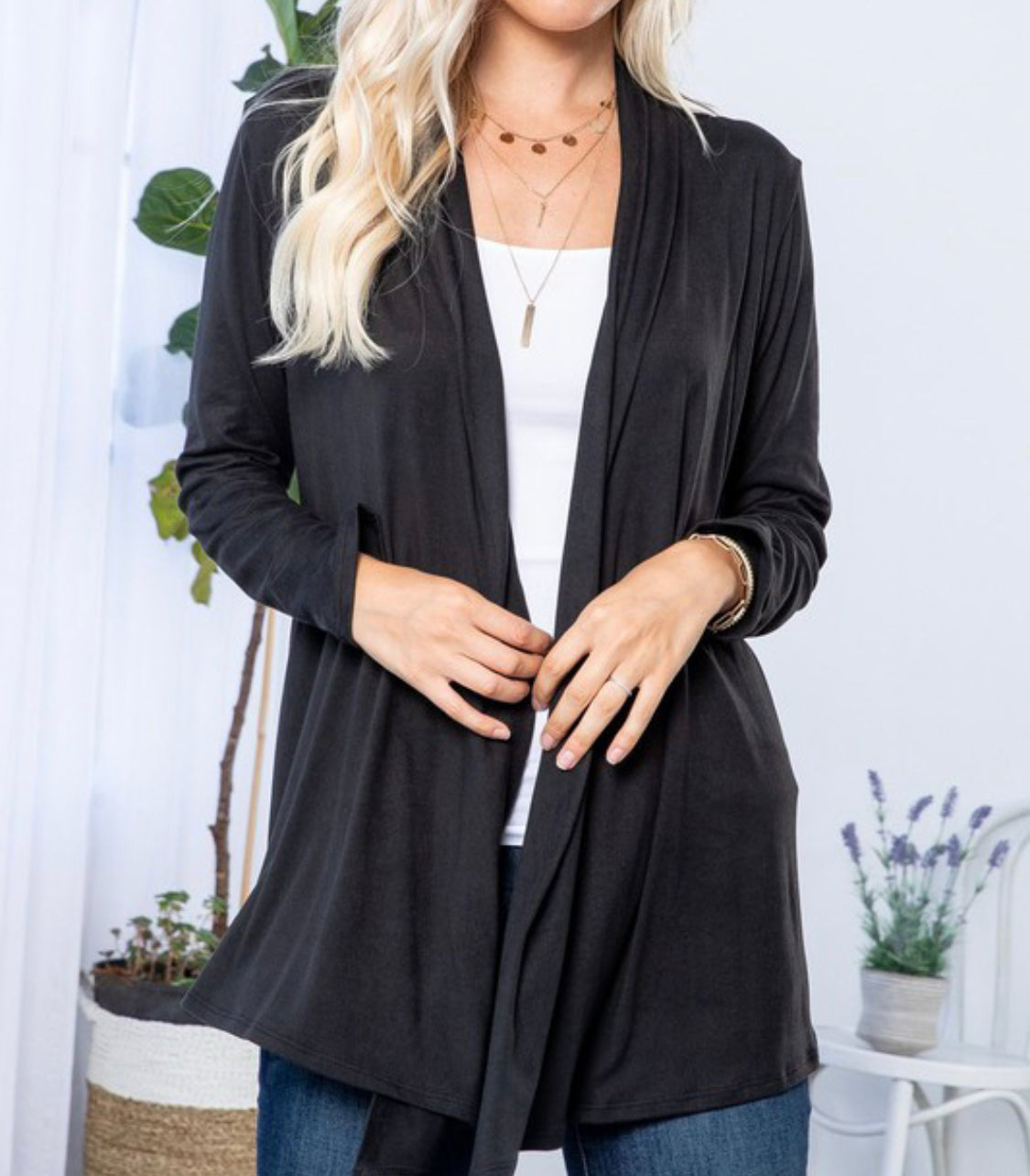 1457- Black Buttersoft Lightweight Cardigan