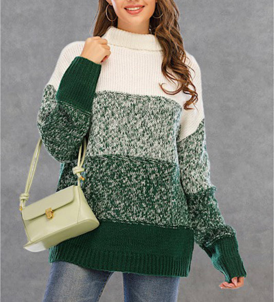 1445- Green/White Color Block Sweater