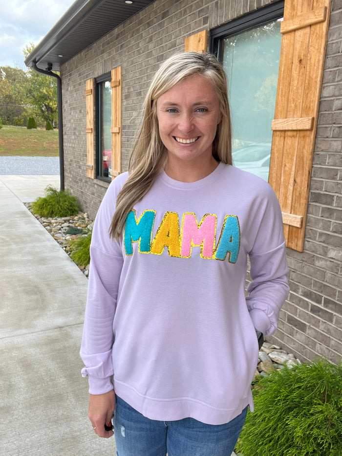 6922- Mama Chenille Patch Letter Pullover