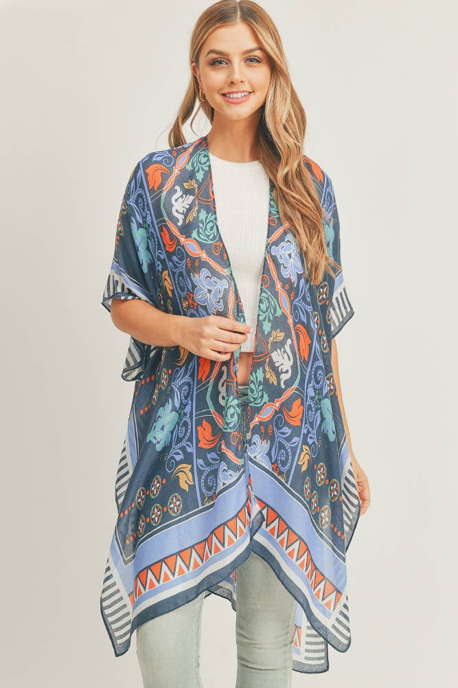 7931- Navy Boho Pattern Kimono