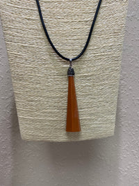 116- Black Corded Necklace w/ Rust Detail