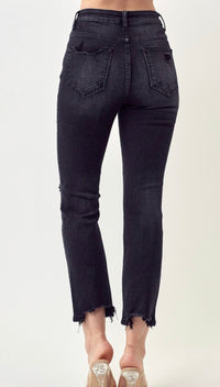 1671- Black Vintage Wash Straight Leg Jeans