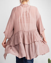 1599- Mauve Ruffle Front Cardigan