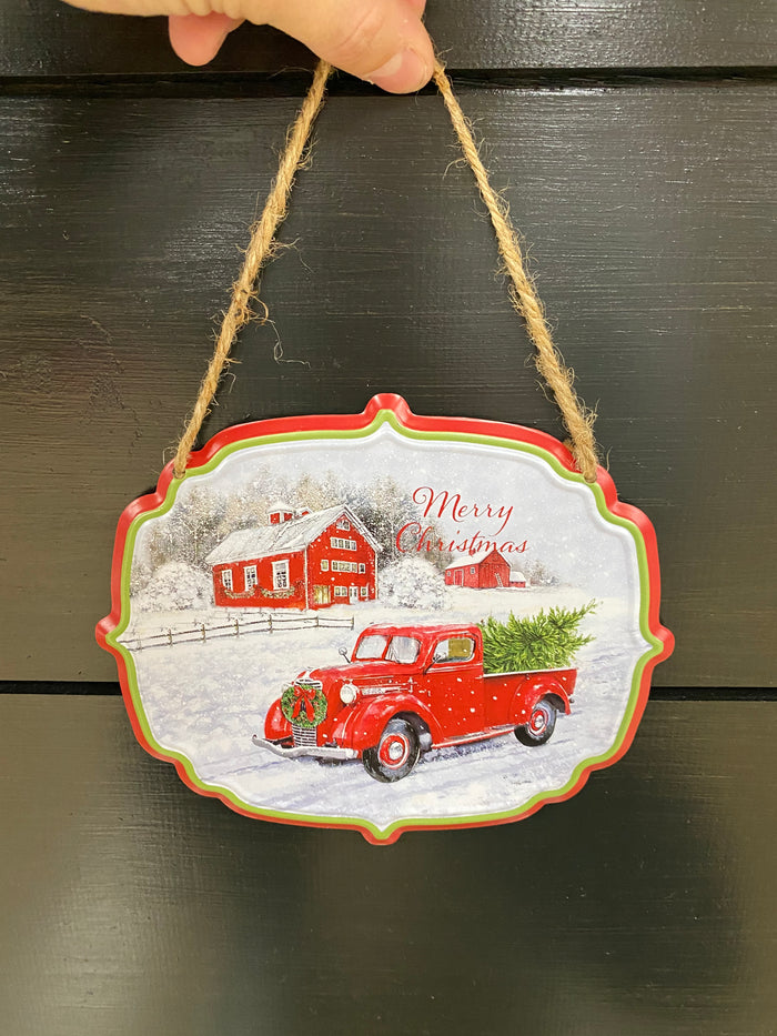 Merry Christmas Metal Sign Ornament