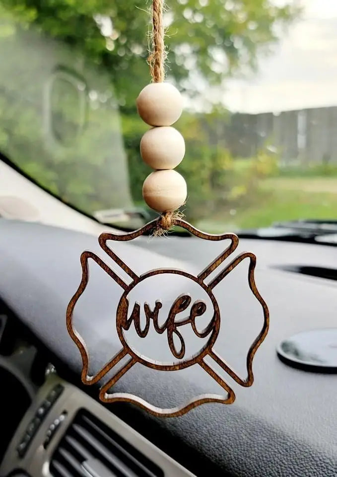 1692- First Responder Wife Car Mirror Charm [POLICE OR FIRE]