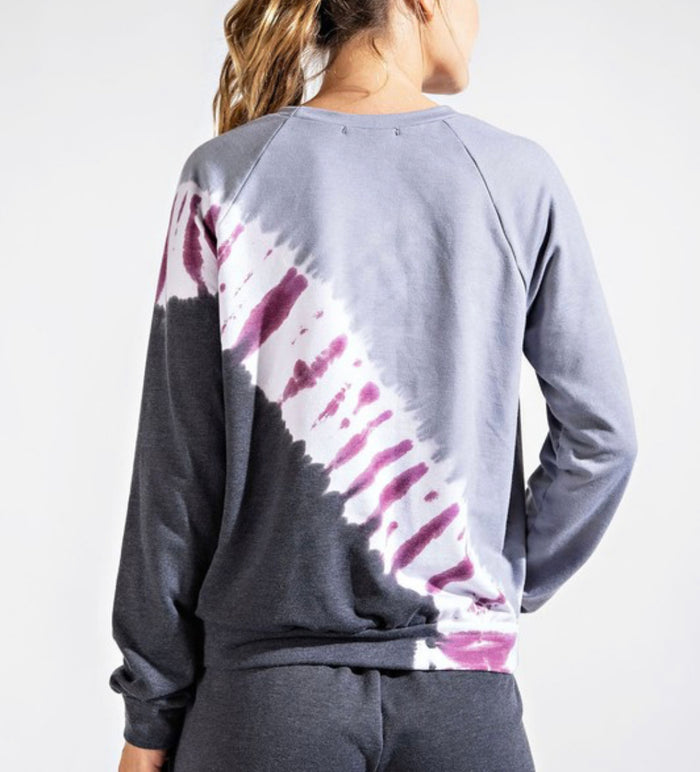 114- Black & Maroon French Terry Tie Dye Sweatshirt