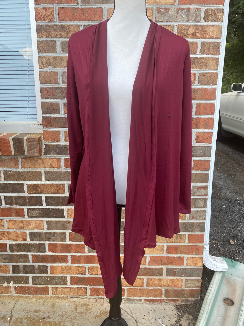 1455- Burgundy Buttersoft Lightweight Cardigan