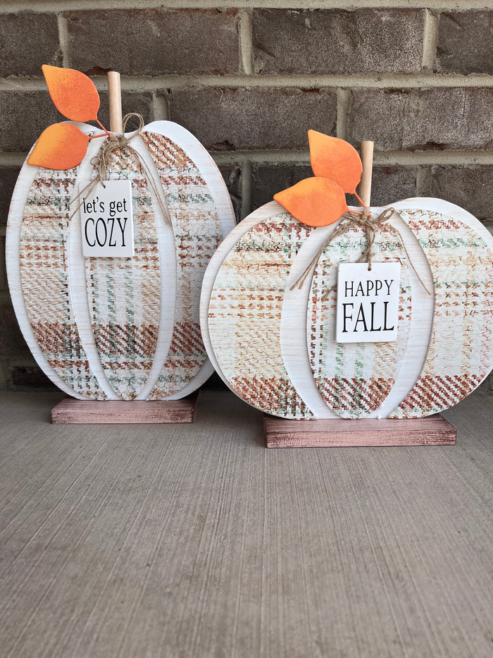 6787- Wooden Plaid Pumpkin Decor [PICK OPTION]