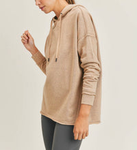 1665- Wheat Sprinkle Relaxed Fit Hooded Top