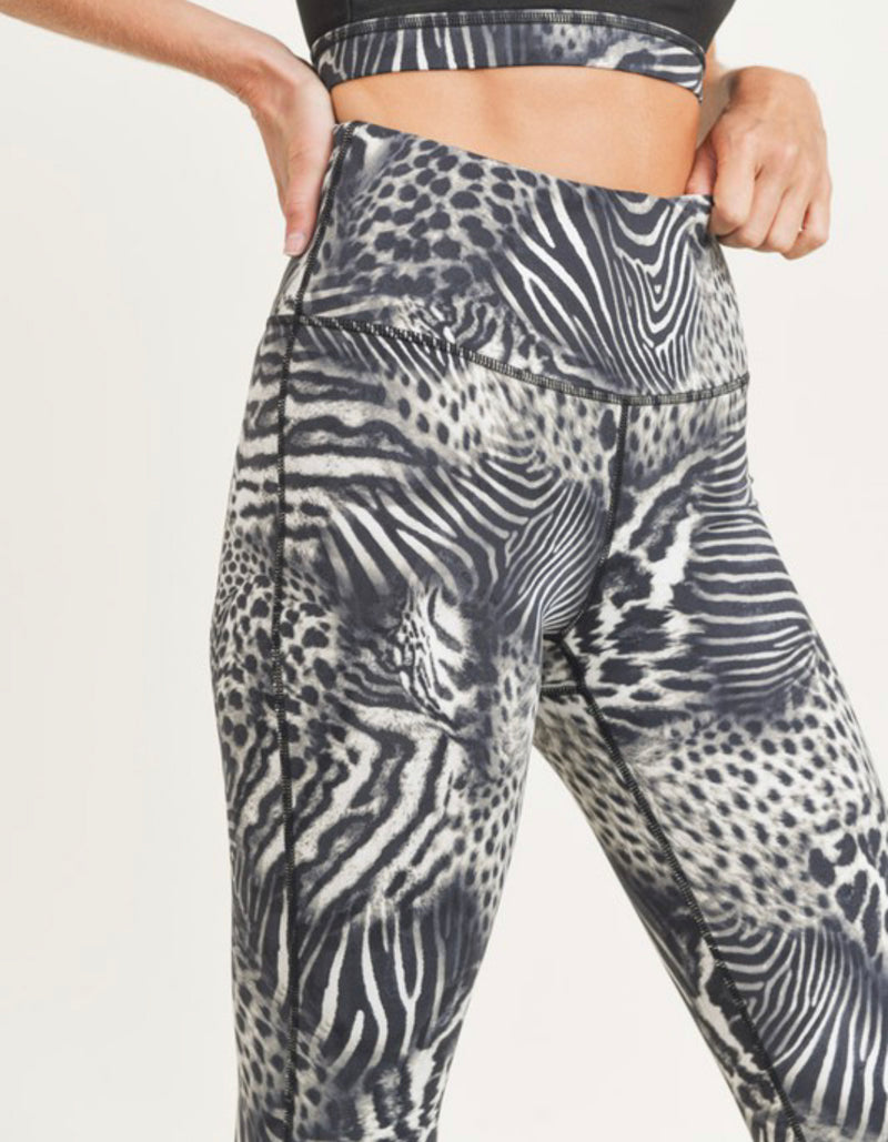 1165- Mono B Safari Animal Print Highwaist Leggings