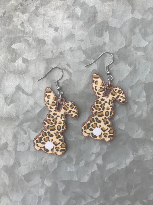 568- Leopard Print Bunny Earrings