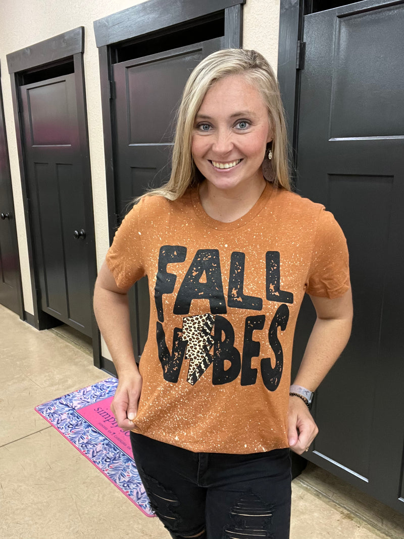 6871- Burnt Orange Fall Vibes Graphic Tee w/ Lightening Bolt