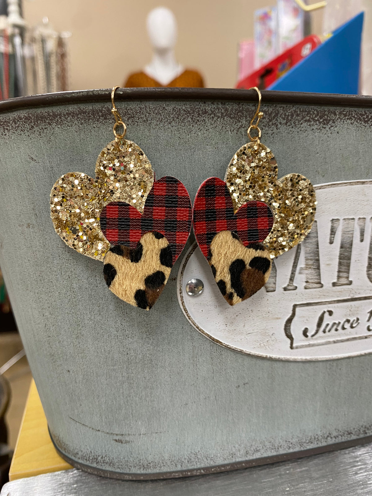 152- Cheetah, Plaid, and Glitter Earrings