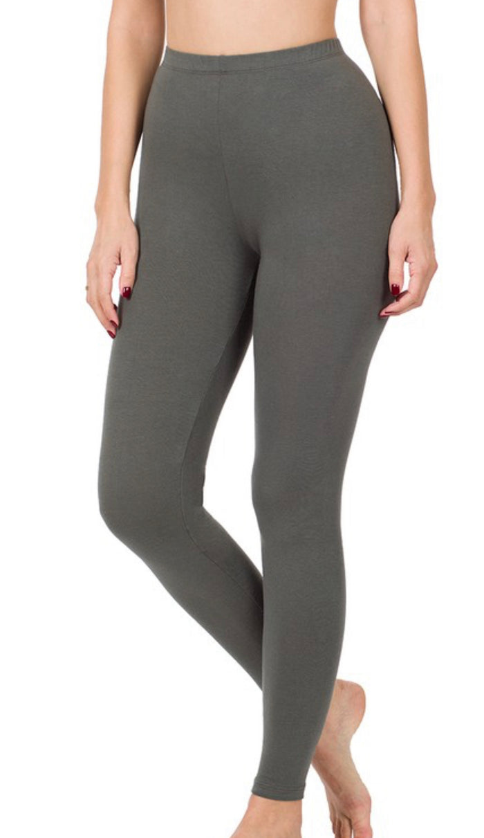 1993- Ash Gray Premium Cotton Full Length Leggings