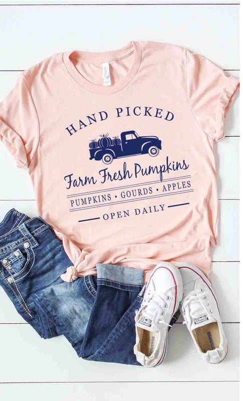 1654- Hand Picked Farm Fresh Pumpkins Graphic Tee