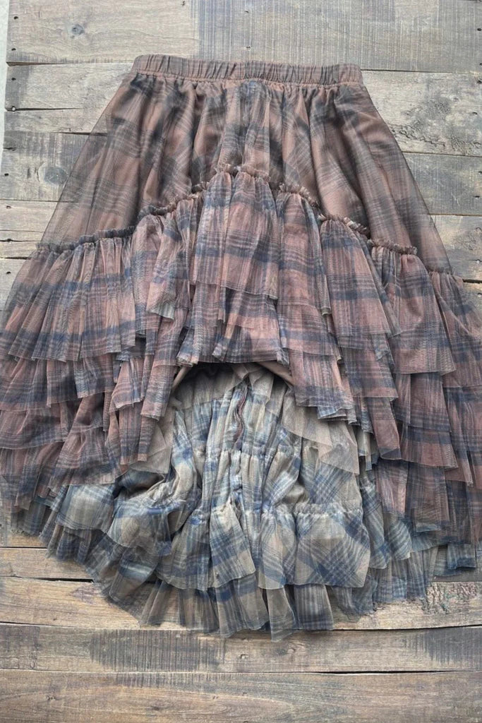 7207- Ruffle It up Skirt - Chocolate Plaid