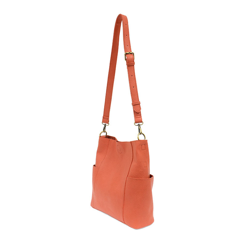 1865- Grapefruit Kayleigh Side Pocket Bucket Bag