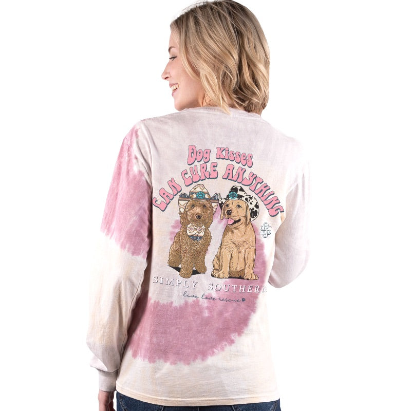 6687- Dog Kisses Can Cure Anything Long Sleeve Simply Southern T-Shirt