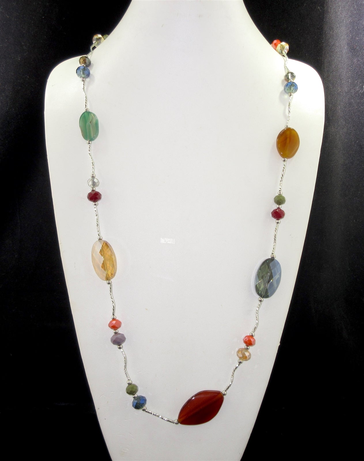 1452- Multi Color Crystal Beaded Necklace