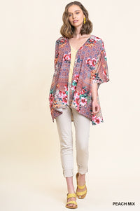 1273- Umgee Floral Medallion Open Front Kimono