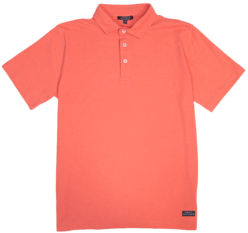 577- Mens Simply Southern Coral Polo Shirt