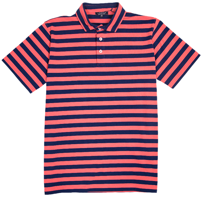 576- Mens Simply Southern Coral Stripe Polo