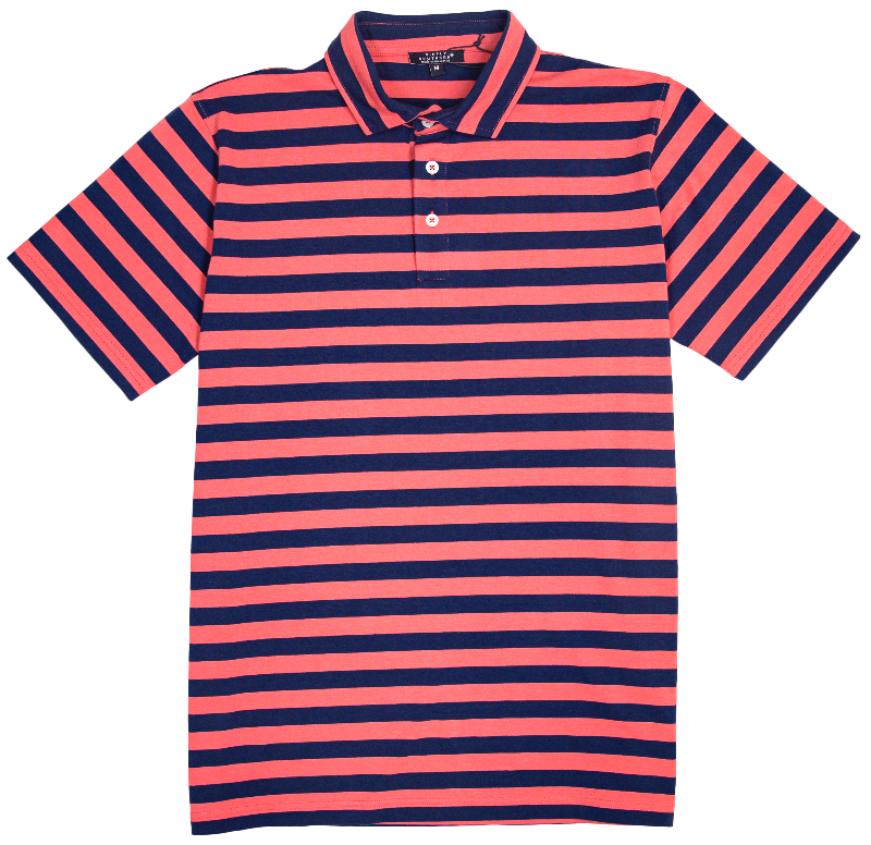 576- Mens Simply Southern Coral Stripe Polo