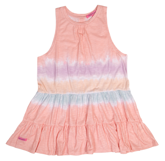 1352- Pink Tie Dye Tank w/ Ruffle Base by Simply Southern