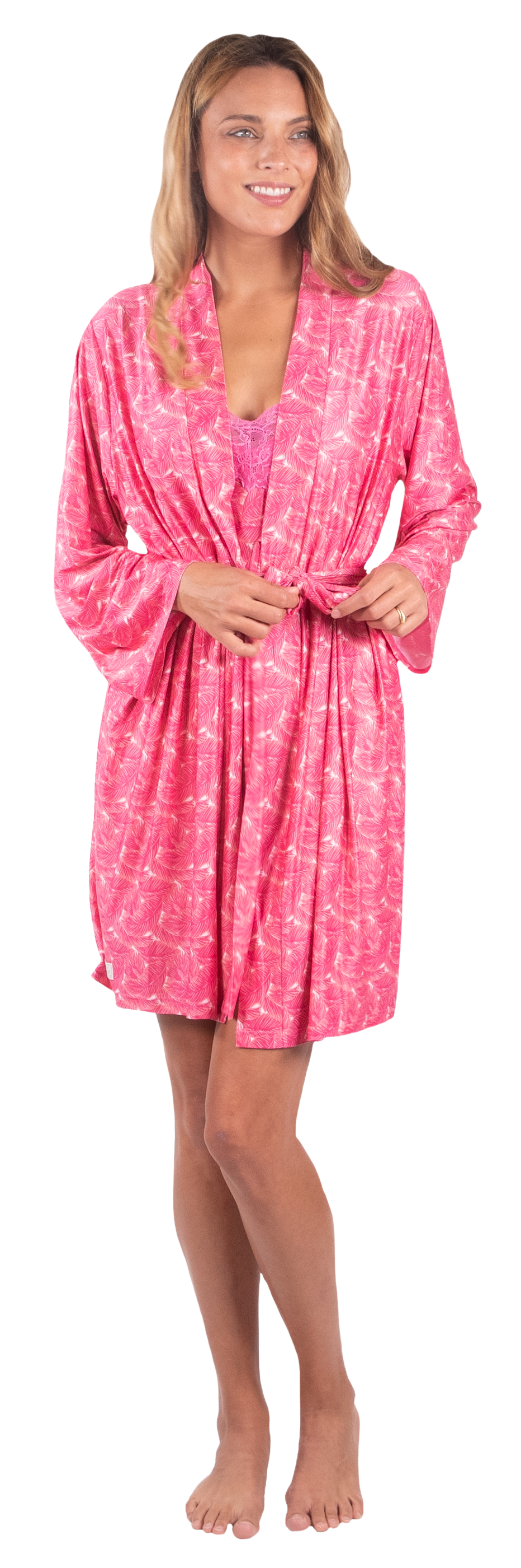 7572- Palm Pink Pajama Robe Set by Simply Southern