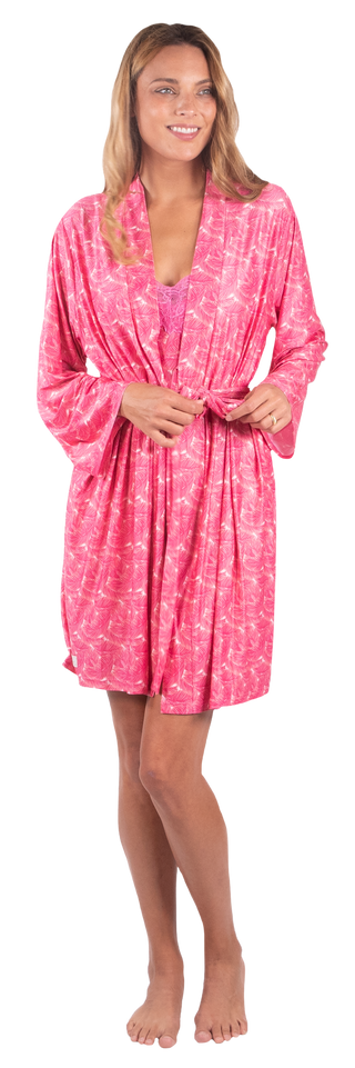 7572- Palm Pink Pajama Robe Set by Simply Southern