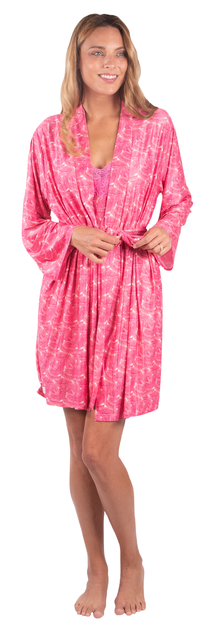 7572- Palm Pink Pajama Robe Set by Simply Southern