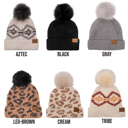 7241- Fuzzy Simply Southern Pom Pom Beanie