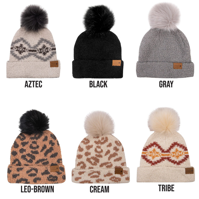 7241- Fuzzy Simply Southern Pom Pom Beanie