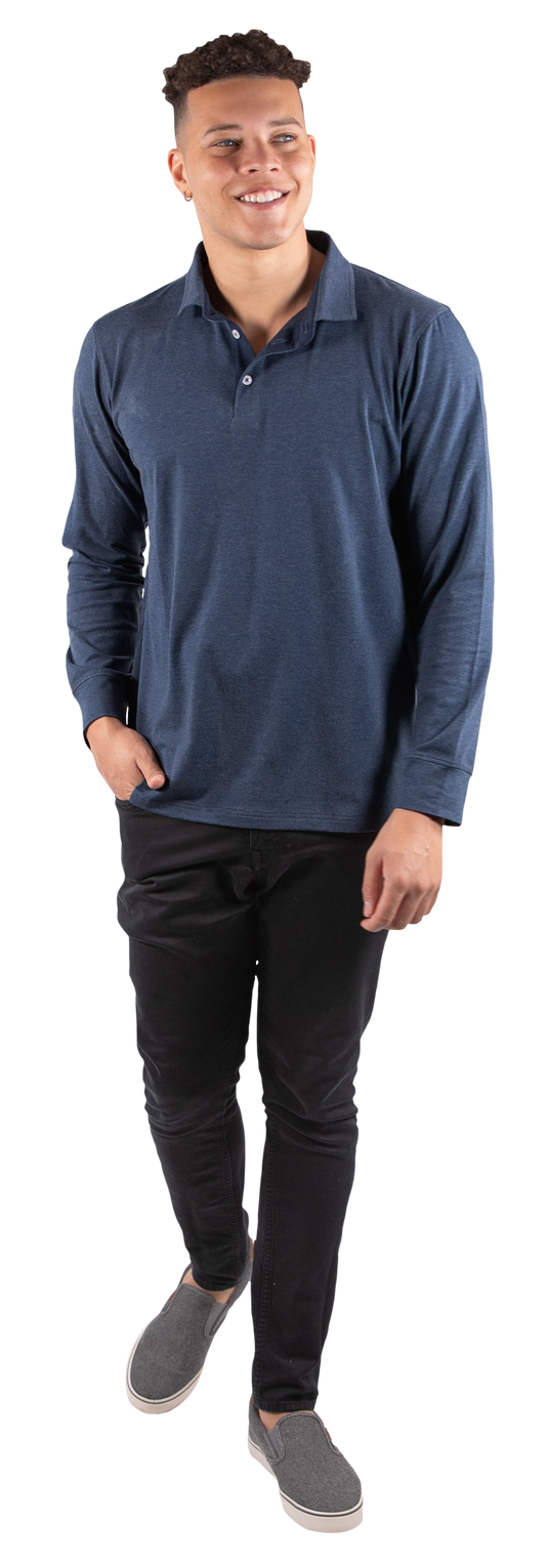 7297- Mens Navy Long Sleeve Polo by Simply Southern