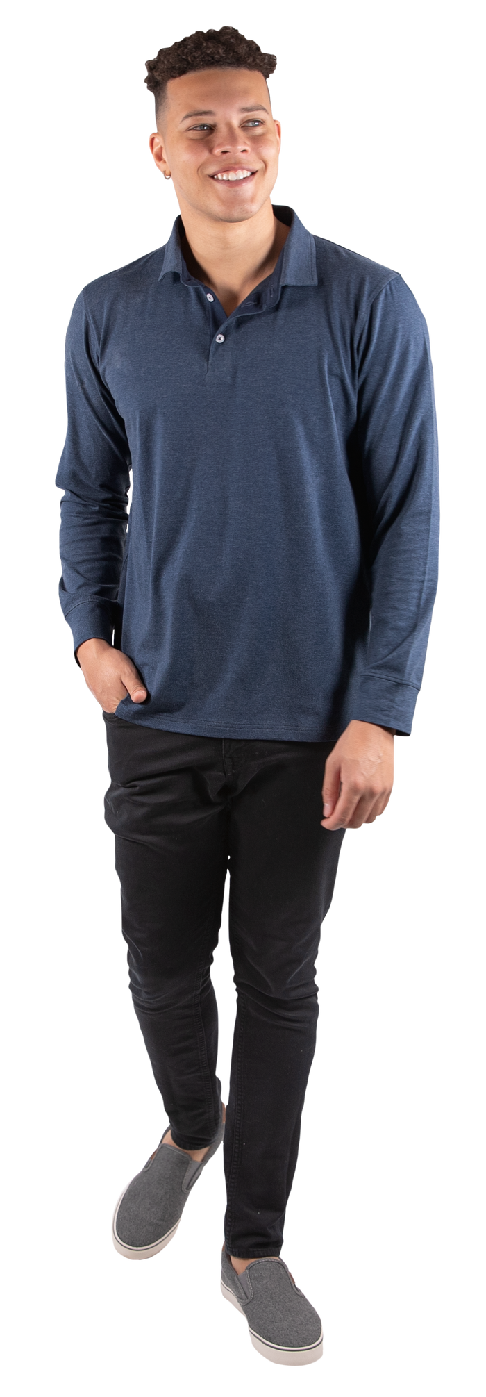 7297- Mens Navy Long Sleeve Polo by Simply Southern