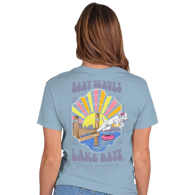 7594- Boat Waves Lake Days Simply Southern Short Sleeve T-Shirt