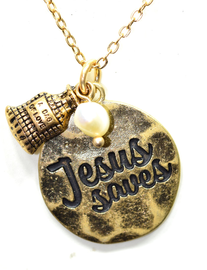 1449- Jesus Saves Inspirational Necklace