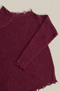 1364- Dark Burgundy Turtleneck Speckled Sweater