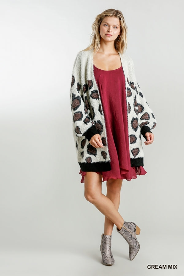 1114- Umgee Cream Mix Leopard Print Cardigan