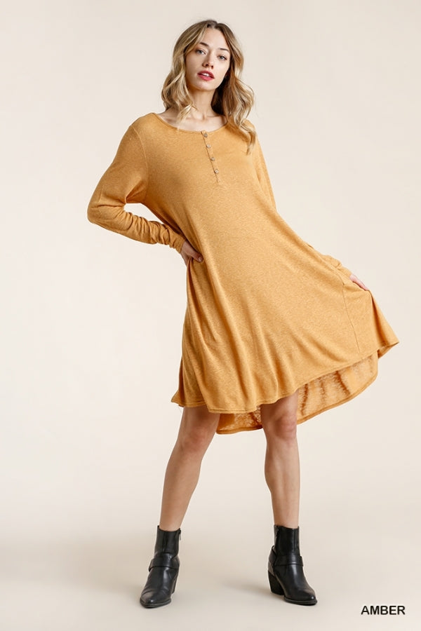 5074- Umgee Amber Linen Blend Tier Back Dress