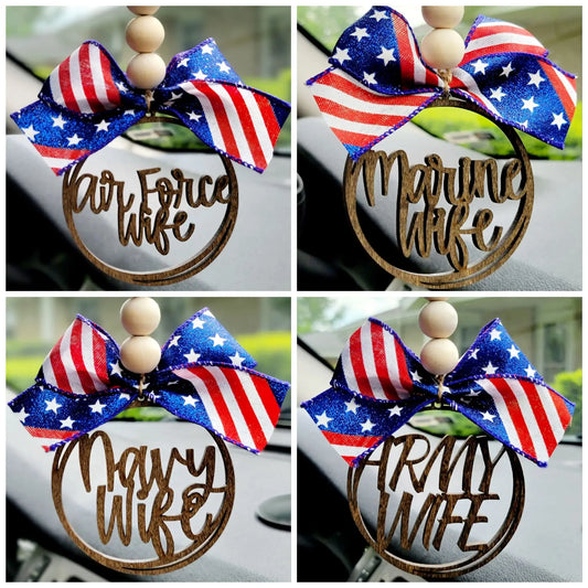 1692- Wife Military Themed Car Mirror Charms